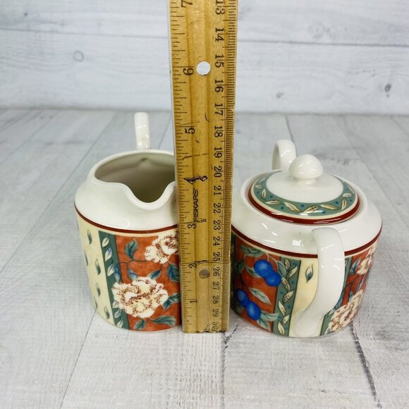 PTS international Interiors PROVENCE Fruit Porcelain Lid Sugar Bowl Creamer Set - Picture 12 of 16